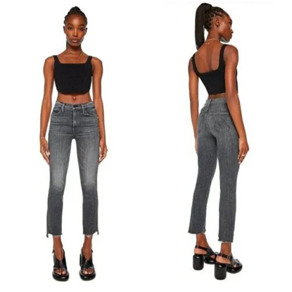 Mother The Insider Crop Step Fray Stretch in Save Your Soul Washed Black 25